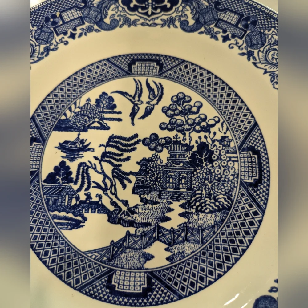 Vintage Willow Ware by Royal China Sandwich Plate  & 2 Dessert Plates